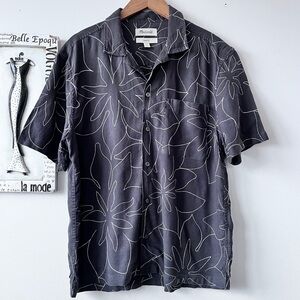 Madewell Easy Floral Boxy Fit Men’s Embroidered Gray Camp Shirt Size S